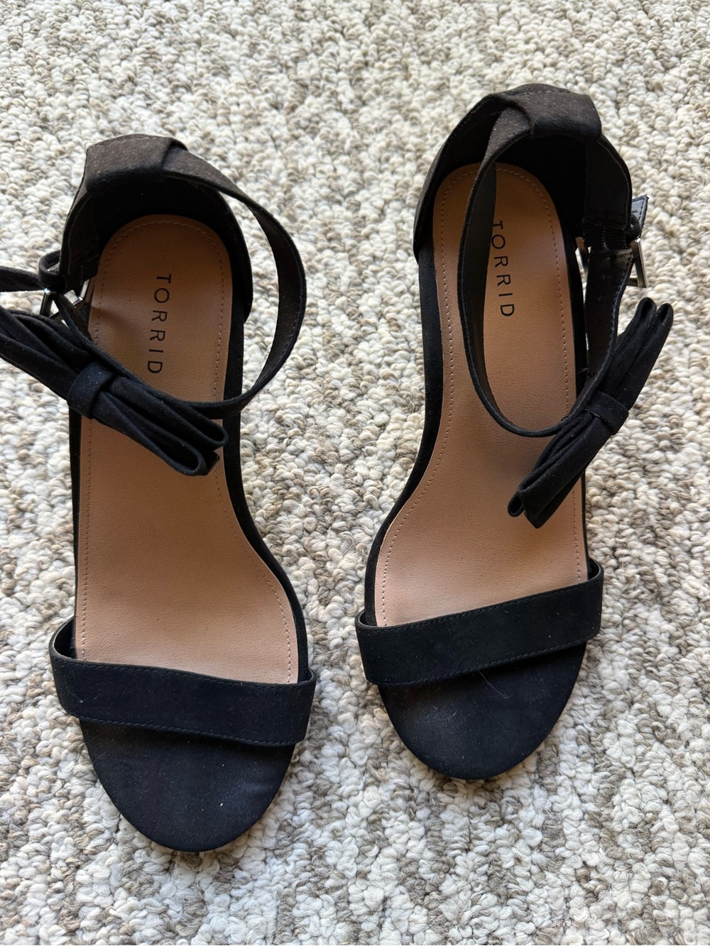 torrid Black Suede Ankle Tie Bow Heeled Sandals